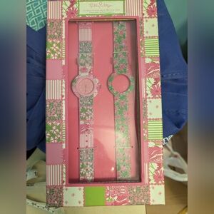 Lilly Pulitzer Pink and Green Patchtastic Watches